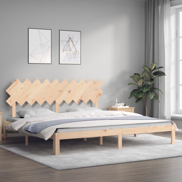 Estructura de cama con cabecero madera maciza 200x200 cm