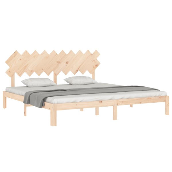 Estructura de cama con cabecero madera maciza 200x200 cm