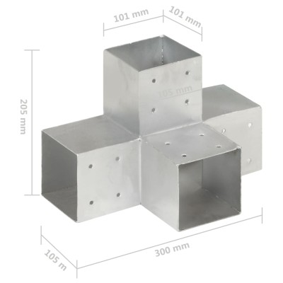 Conector de postes en forma de X metal galvanizado 101x101 mm