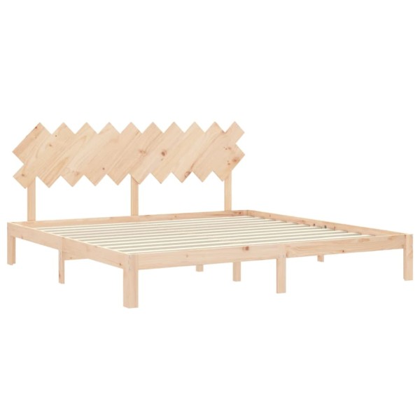 Estructura de cama con cabecero madera maciza 200x200 cm