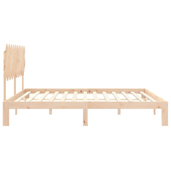 Estructura de cama con cabecero madera maciza 200x200 cm