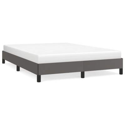 Estructura de cama de cuero sintético gris 140x190 cm