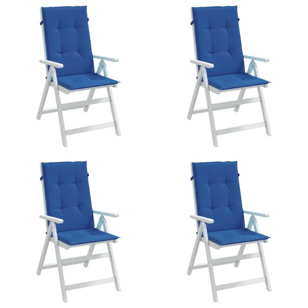 Cojín silla de jardín respaldo alto 4 uds tela azul 120x50x3 cm