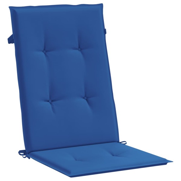 Cojín silla de jardín respaldo alto 4 uds tela azul 120x50x3 cm