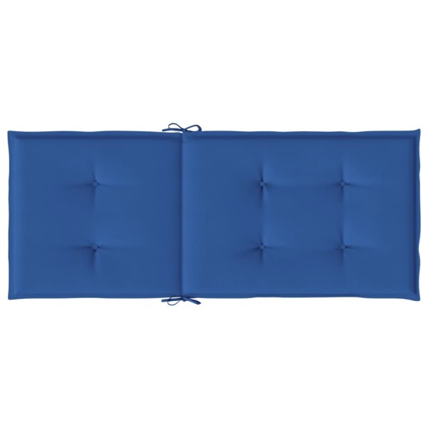 Cojín silla de jardín respaldo alto 4 uds tela azul 120x50x3 cm