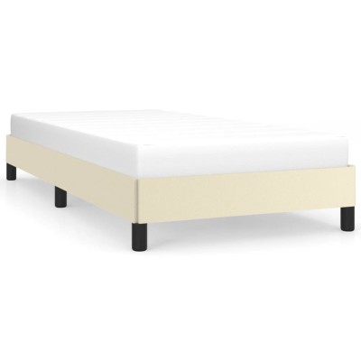 Estructura de cama cuero sintético color crema 80x200 cm