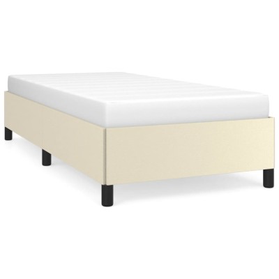 Estructura de cama cuero sintético color crema 90x190 cm