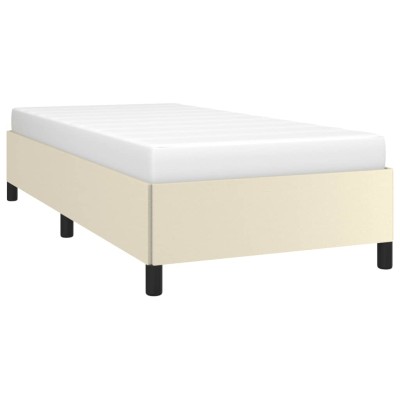 Estructura de cama cuero sintético color crema 90x190 cm