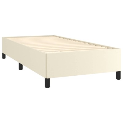 Estructura de cama cuero sintético color crema 90x190 cm