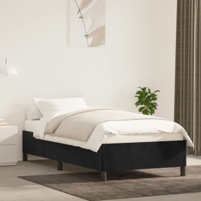 Estructura de cama de terciopelo negro 90x190 cm