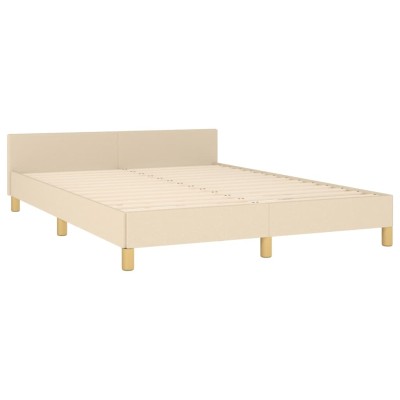 Estructura de cama con cabecero de tela color crema 140x200 cm