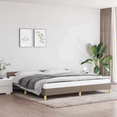 Estructura de cama con cabecero de tela gris taupe 200x200 cm