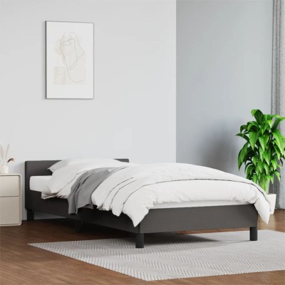 Estructura de cama con cabecero cuero sintético gris 80x200 cm