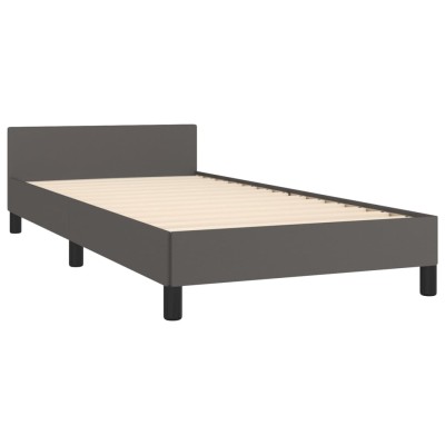 Estructura de cama con cabecero cuero sintético gris 80x200 cm