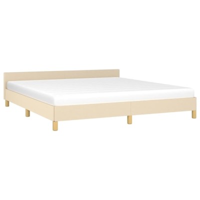 Estructura de cama con cabecero de tela color crema 180x200 cm