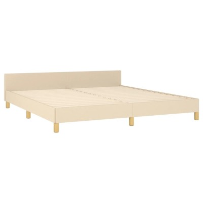 Estructura de cama con cabecero de tela color crema 180x200 cm