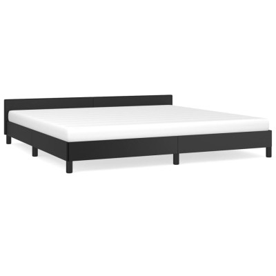 Estructura de cama con cabecero cuero sintético negro 200x200cm