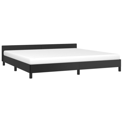 Estructura de cama con cabecero cuero sintético negro 200x200cm