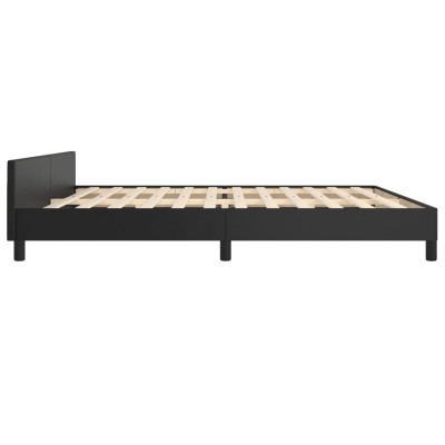 Estructura de cama con cabecero cuero sintético negro 200x200cm