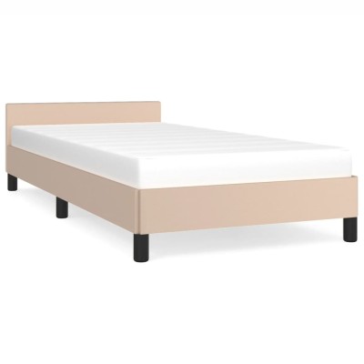 Estructura de cama cabecero cuero sintético capuchino 100x200cm