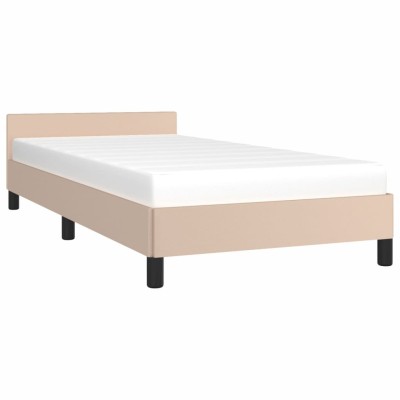 Estructura de cama cabecero cuero sintético capuchino 100x200cm