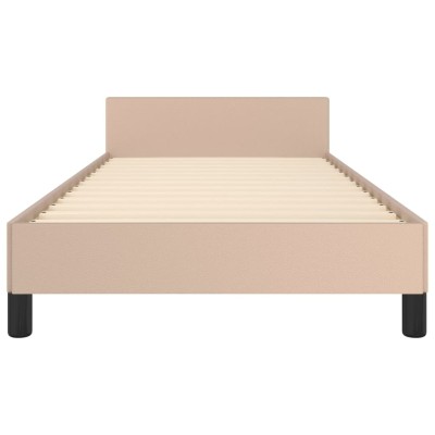 Estructura de cama cabecero cuero sintético capuchino 100x200cm