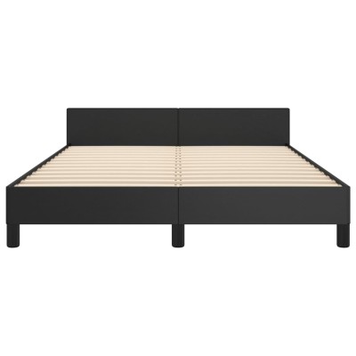 Estructura de cama con cabecero cuero sintético negro 140x190cm