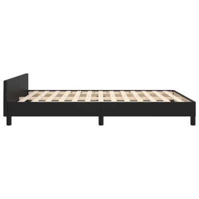 Estructura de cama con cabecero cuero sintético negro 140x190cm