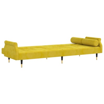 Sofá cama con cojines terciopelo amarillo