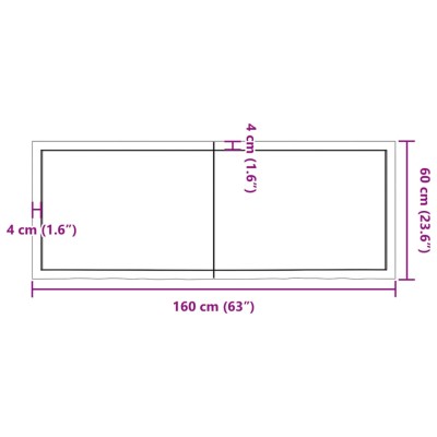 Estante de pared madera maciza roble sin tratar 160x60x(2-6) cm