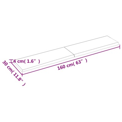 Estante de pared madera maciza roble sin tratar 160x30x(2-4) cm