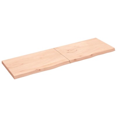 Estante de pared madera maciza roble sin tratar 200x60x(2-6) cm