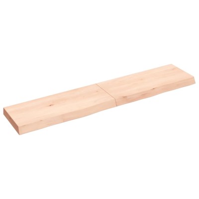 Estante de pared madera maciza roble sin tratar 140x30x(2-6) cm