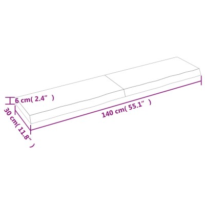 Estante de pared madera maciza roble sin tratar 140x30x(2-6) cm