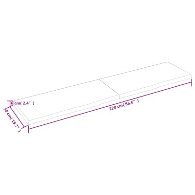 Estante pared madera roble tratada marrón claro 220x50x(2-6) cm