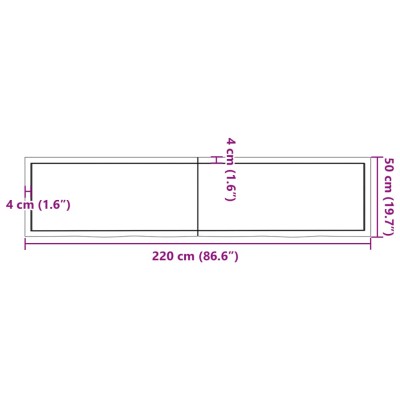 Estante pared madera roble tratada marrón claro 220x50x(2-6) cm