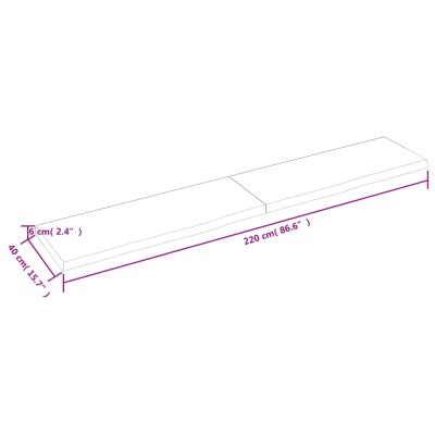 Estante pared madera roble tratada marrón claro 220x40x(2-6) cm