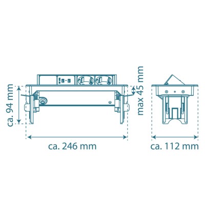 SCHÜTTE Enchufe de forma integrada de dos vías E2 negro