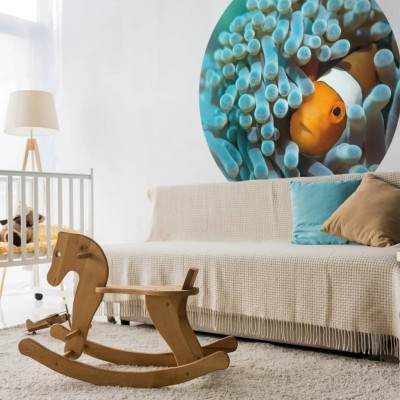 WallArt Papel pintado de pared redondo Nemo the Anemonefish 142,5 cm