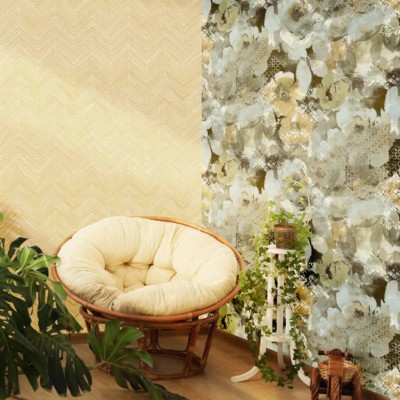 Topchic Papel de pared Herringbone beige