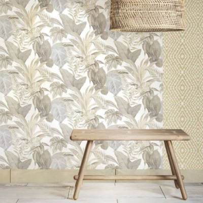 Topchic Papel de pared Big Leaves beige