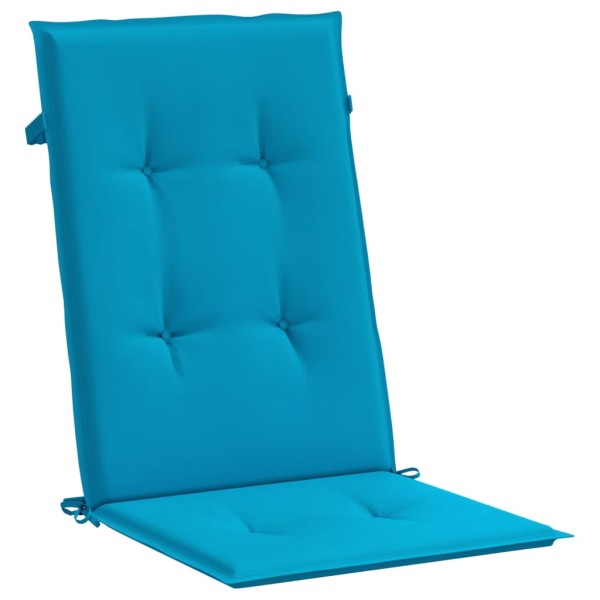 Cojín silla de jardín respaldo alto 6 uds tela azul 120x50x3 cm