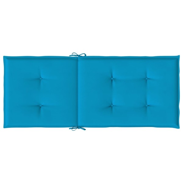 Cojín silla de jardín respaldo alto 6 uds tela azul 120x50x3 cm