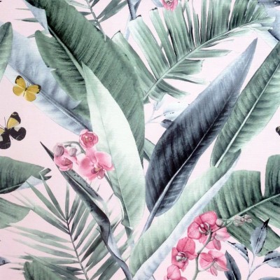 DUTCH WALLCOVERINGS Papel pintado Lush Tropical rosa y azul