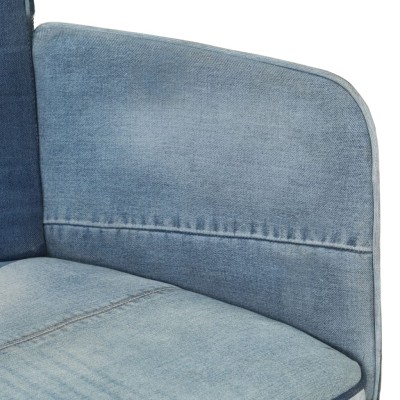 Sillón con reposapiés lona patchwork azul vaquero