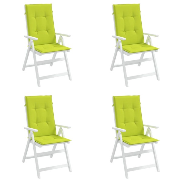 Cojín silla de jardín respaldo alto 4 uds tela verde 120x50x3cm