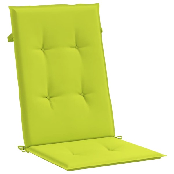 Cojín silla de jardín respaldo alto 4 uds tela verde 120x50x3cm