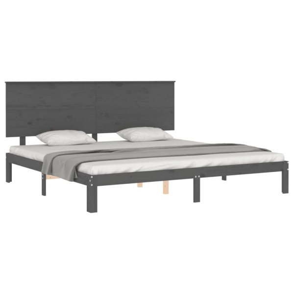 Estructura de cama con cabecero madera maciza gris 200x200 cm