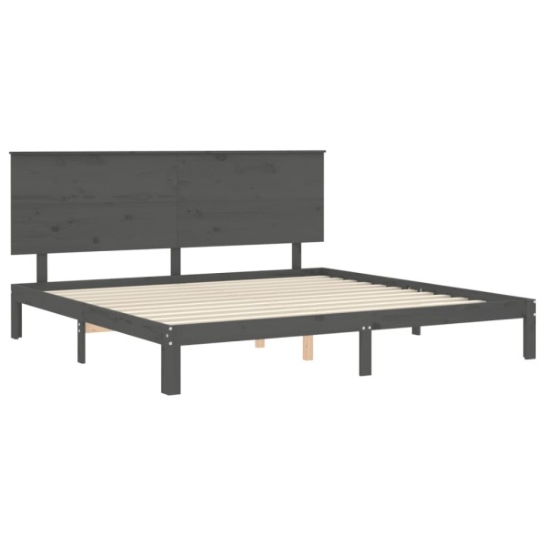 Estructura de cama con cabecero madera maciza gris 200x200 cm