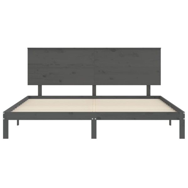 Estructura de cama con cabecero madera maciza gris 200x200 cm